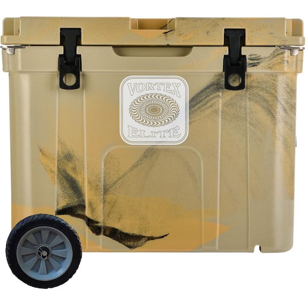 Vortex Elite 55 Qt. Rotational-Molded Customizable Cooler System with 1-Set of Standard Wheels in Tan