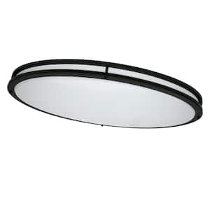 32 in. Oval Orbit LED Flush Mount Matte Black Ceiling Light Night Light Feature 3000 Lumens 3000K 4000K 5000K (4-Pack)