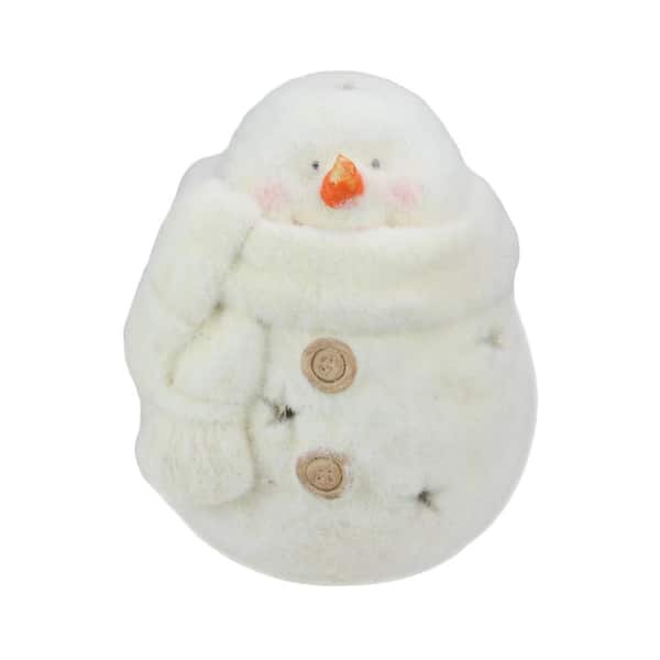 Northlight 10.75 in. White Tealight Snowman With Star Cut-Outs Christmas Candle Holder