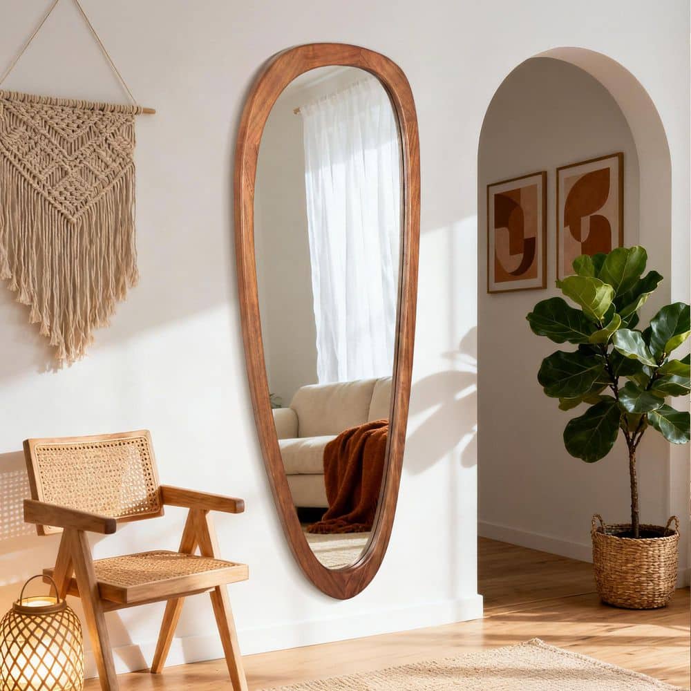 Sxiawe 22 in. W x 60 in. H Large Irregular Natural Wood Frame Wall