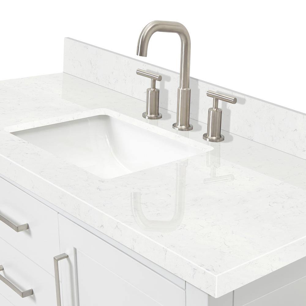 Bayhill White Freestanding Single Vanity with Marble Top