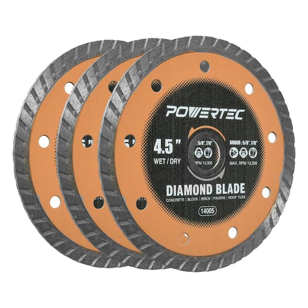 4-1/2 in. Turbo Rim Diamond Saw Blade for Angle Grinder for Wet/Dry Cutting (3-Pack)