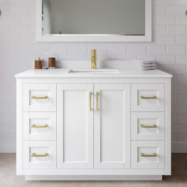 Wyndham Collection Miranda 48 in. W Single Bath Vanity in White with Cultured Marble Vanity Top in White with White Basin