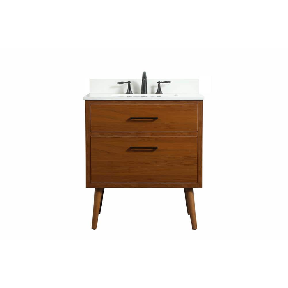 Simply Living 30 in. W x 22 in. D x 33.5 in. H Bath Vanity in Teak with Ivo