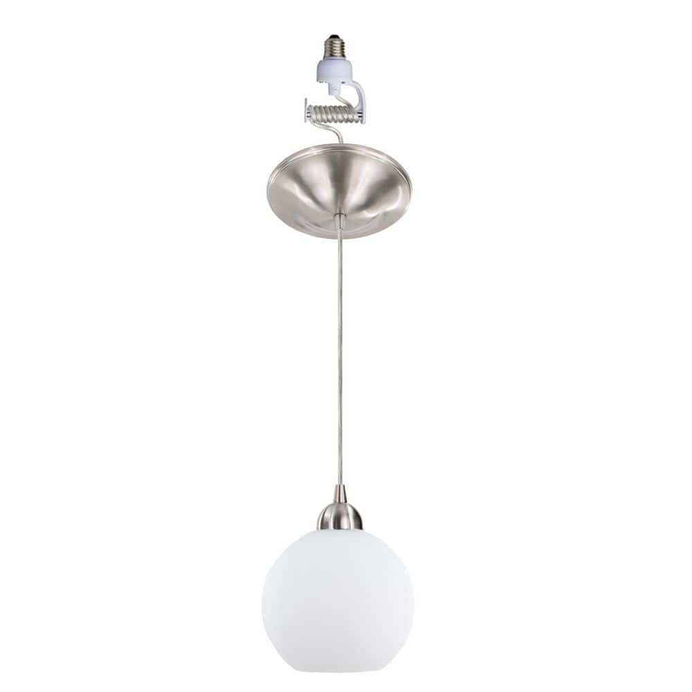 Brushed Nickel Instant Pendant Recessed Light Conversion Kit with Milk Glass Globe Shade price history on PriceWatchPro