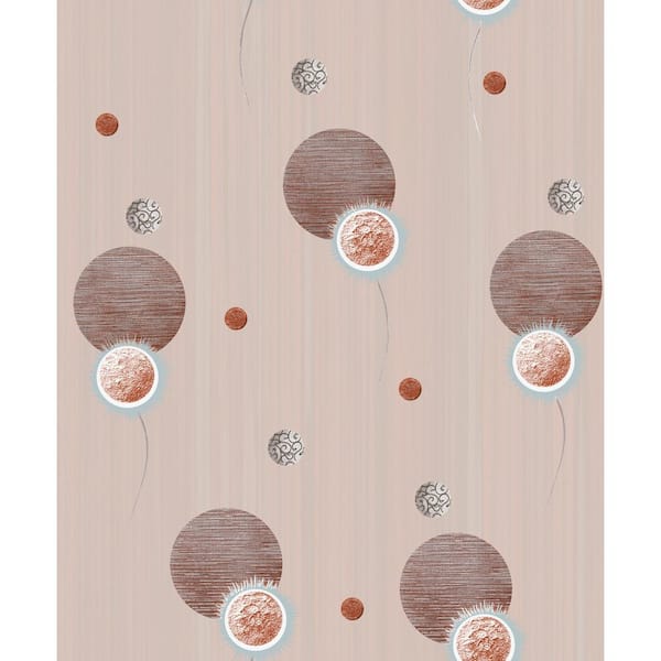 Dundee Deco Falkirk Ophia Spheres Shades of Sepia Vinyl Peelable Roll (Covers 57 sq. ft.)