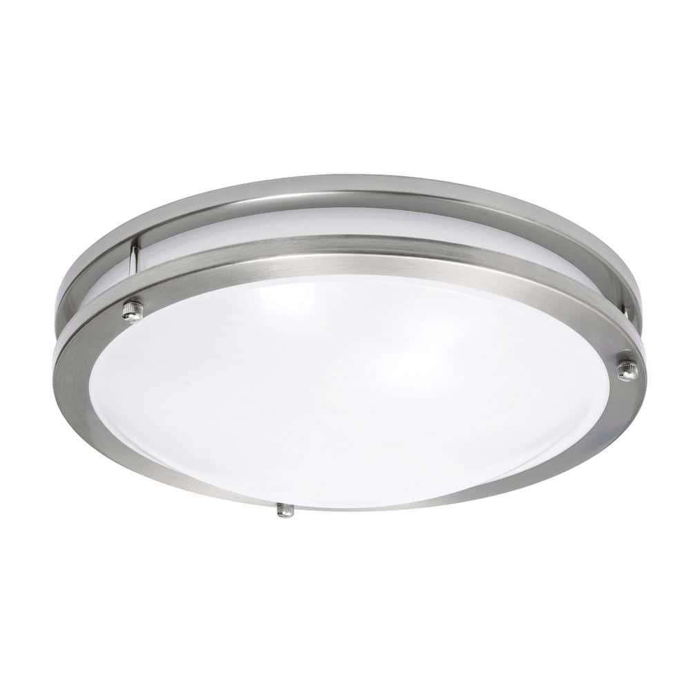 Carlisle 12 in. Satin Nickel Integrated LED Flush Mount with White Acrylic Shade price history on PriceWatchPro