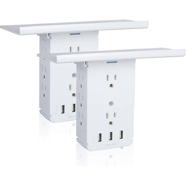 8-Outlet Wall Outlet Extende Surge Protector Multi-Functional