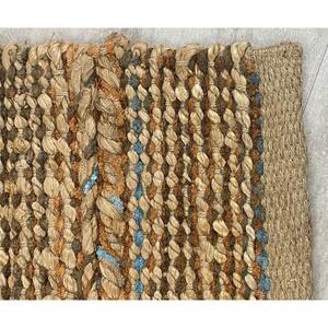 Delilah Woven Brown/Blue 2 ft. x 3 ft. Braided Organic Jute Area Rug