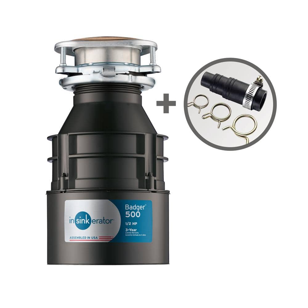 InSinkErator Badger 500 Standard Series 1/2 HP Continuous Feed Garbage  Disposal with Dishwasher Connector BADGER 500 w/DWC-00 The Home Depot