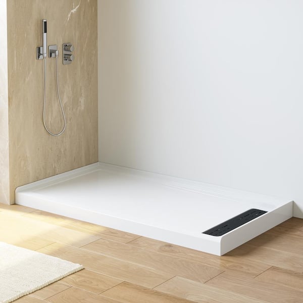 HOROW 60 in. L x 32 in. W Alcove Shower Pan Base with Right Drain