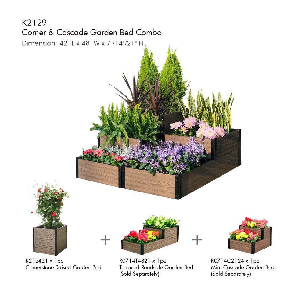Brown Composite Wood and Steel Square Raised Garden Bed