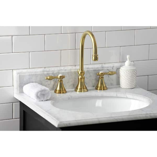 Tudor 8 in. Widespread 2-Handle Bathroom Faucet in Brushed Brass