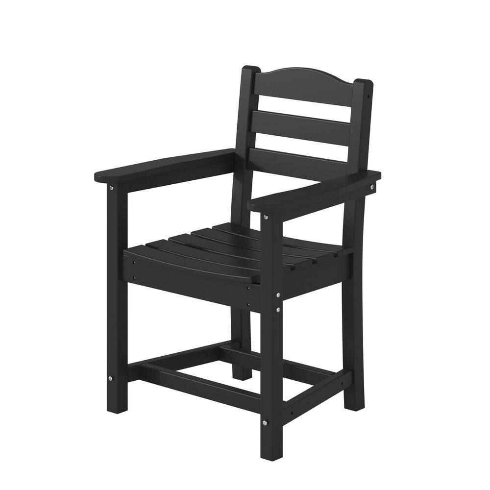 Modern HDPE Outdoor Dining Chair Set of 4 in Black, Sturdy All-Weather UV-Resistant Patio Chairs with Armrests price history on PriceWatchPro