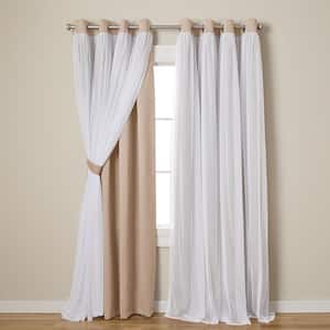 Talia Rose Blush Solid Lined Room Darkening Grommet Top Curtain, 52 in. W x 84 in. L (Set of 2)