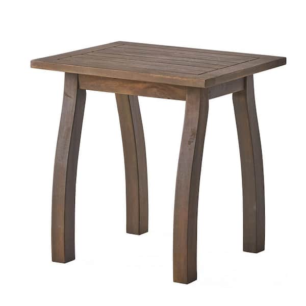 Miscool Anky Gray Square Acacia Wood 19.25 in. H Outdoor Side Table