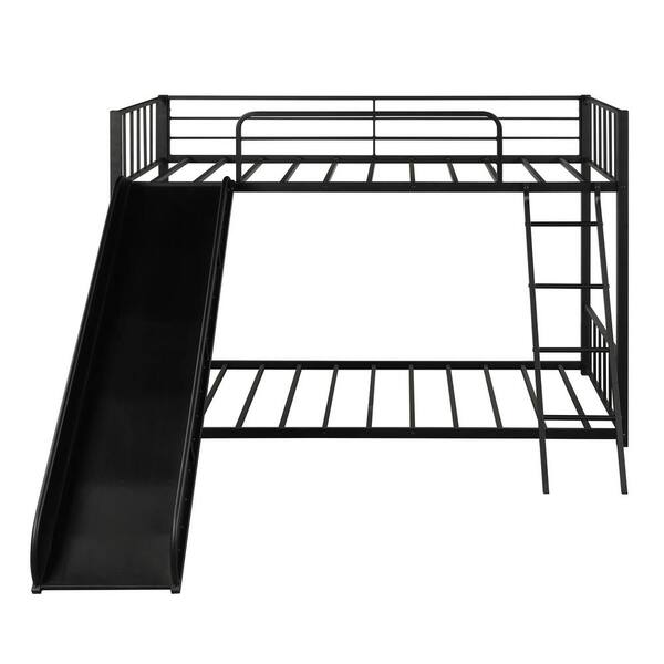 Black Twin Over Metal Bunk Bed, Metal Bunk Bed Double Bottom