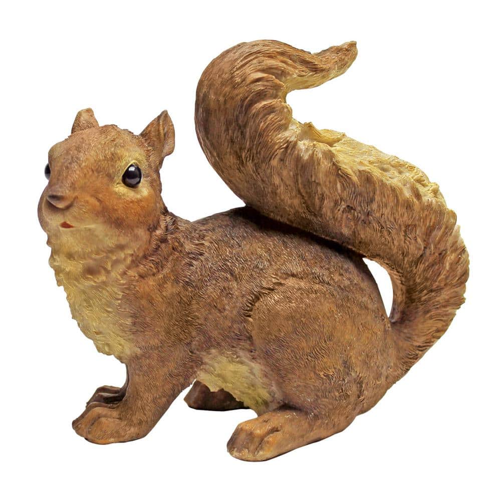 Hand-Painted Brown Resin Woodland Squirrel Garden Statue