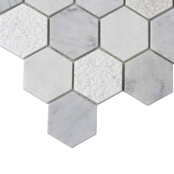 Apollo Tile (Sample) Sparta Gray 4-in x 4-in Polished Marble Basketweave Patterned Floor and Wall Tile