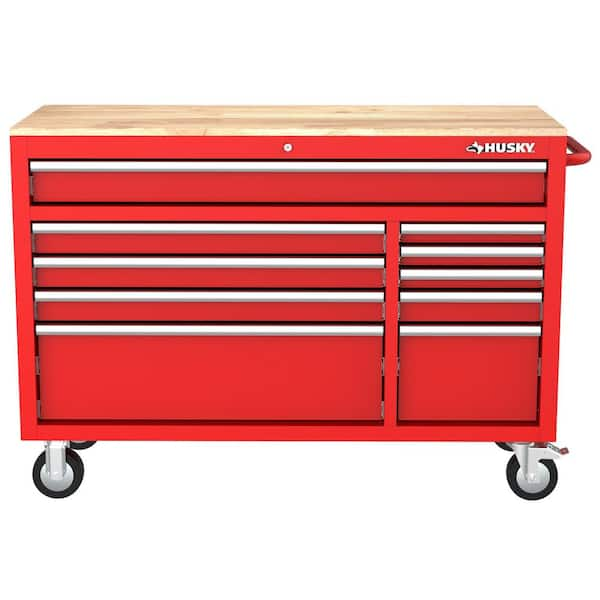 Modular Tool Storage 52 in. W x 20 in. D Standard Duty Red Mobile Workbench Cabinet