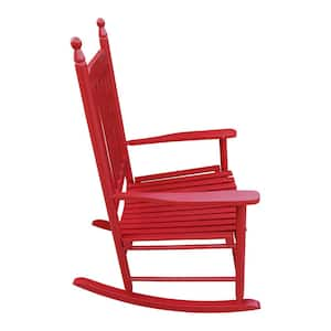 Rose Red Populus Wood Outdoor Rocking Chair Traditional Indoor Outside Porch Rocker for Pool,Lawn, Backyard and Garden