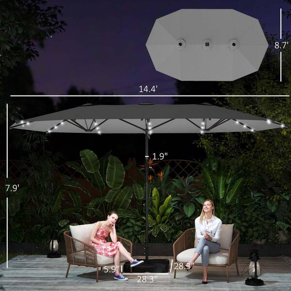14.4 ft. Steel Double-Sided Parasol Patio Umbrella Market