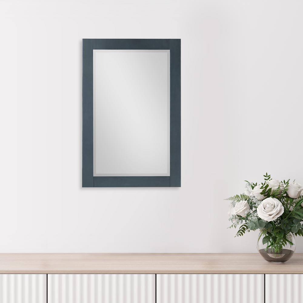 Classical Blue Rectangular Wood Bathroom Vanity Mirror