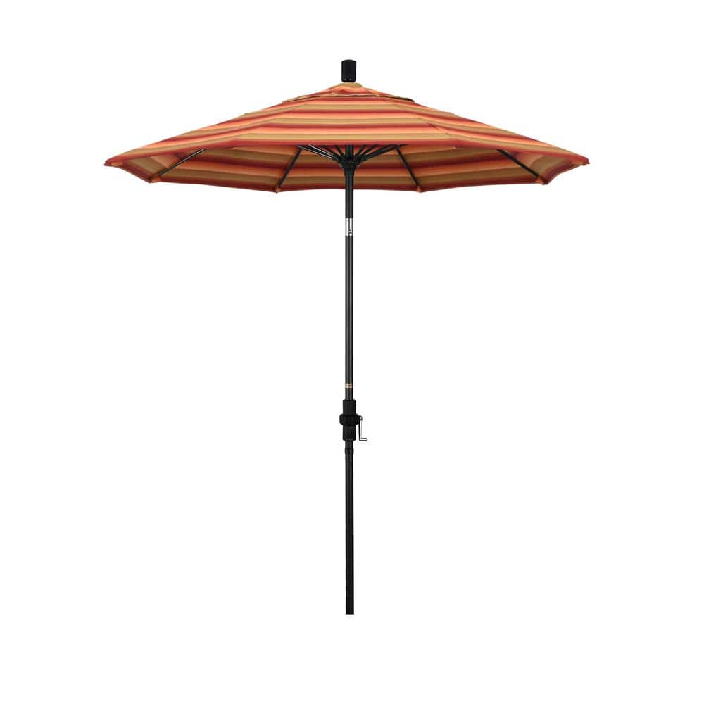 7.5 ft. Matted Black Aluminum Market Patio Umbrella Fiberglass Ribs and Collar Tilt in Astoria Sunset Sunbrella price history on PriceWatchPro