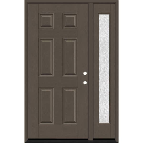 Steves & Sons Regency 53 in. x 80 in. 6 Panel LHIS Ashwood Stain Mahogany Fiberglass Prehung Front Door w/Rain14in. SL 4-9/16