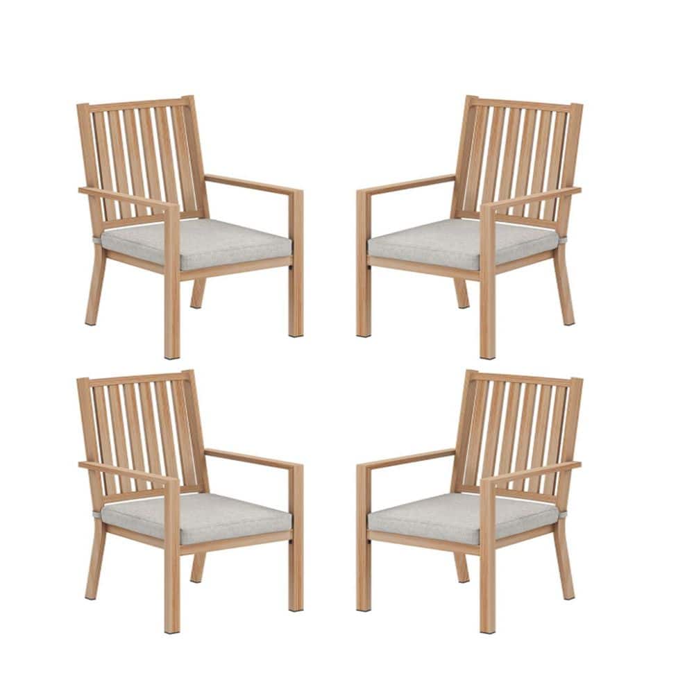 Brown Aluminum Outdoor Dining Chair with Grey Cushions for Backyard, Poolside, Garden (4-Pack) price history on PriceWatchPro