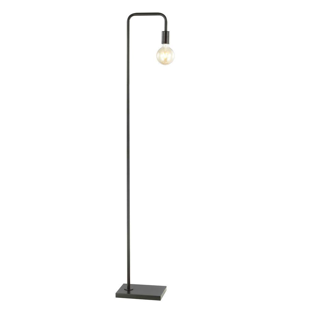 Contemporary 60'' Gray Minimalist Metal Floor Lamp with LED Bulb