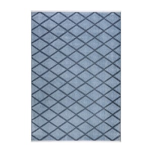 Everyday Rein Solid Diamond Blue 6 ft. x 9 ft. Machine Washable Area Rug