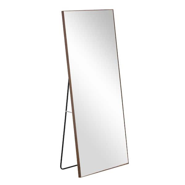 Unbranded Brown 31.4 in. W x 71 in. H Rectangular Wood Framed Full-Length Mirror