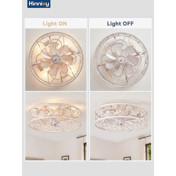 ハイアイランド(~5/30) HINNIXY 18 in. Indoor/Outdoor Caged White Gold Flush Mount