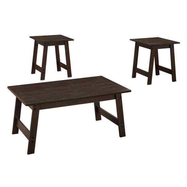 Unbranded 3-Piece 36 in. Espresso Medium Rectangle Wood Coffee Table Set