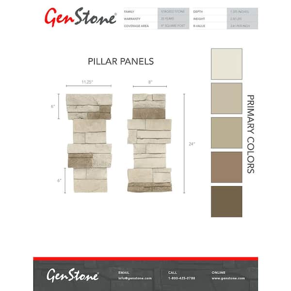 GenStone 13.5 in. x 13.5 in. Vanilla Bean Faux Stone Flat