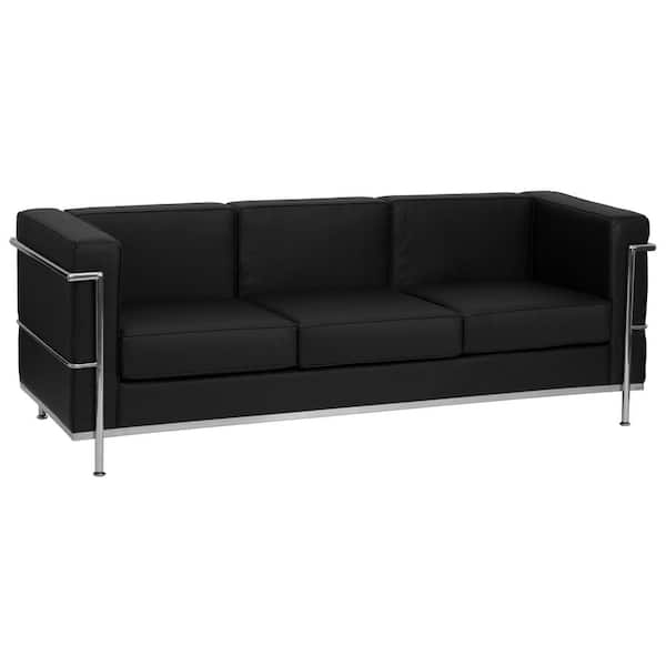 Flash Furniture Hercules Regal 79 in. Square Arm 4-Seater Sofa in Black