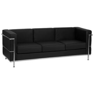 Hercules Regal Series Contemporary Black Leather Sofa with Encasing Frame