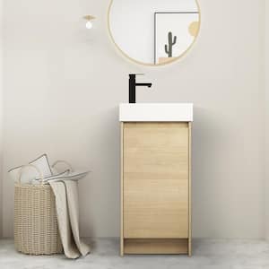 16 in. W Simplicity Style Freestanding Small Bathroom Vanity with Single Sink and Soft Closing Doors in Yellow