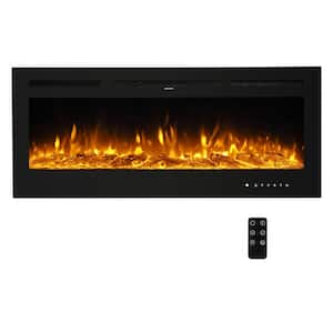50 in. Wall-Mount 9-Color Flames Electric Fireplace with Remote Control in Black