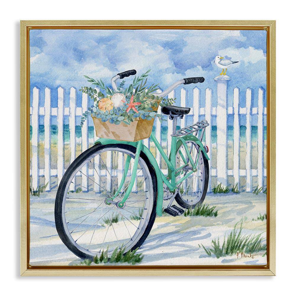 Bike on Rosemary Beach by Paul Brent Gold Floater Frame Typography Graphic Art Print 18 in. x 18 in. price history on PriceWatchPro