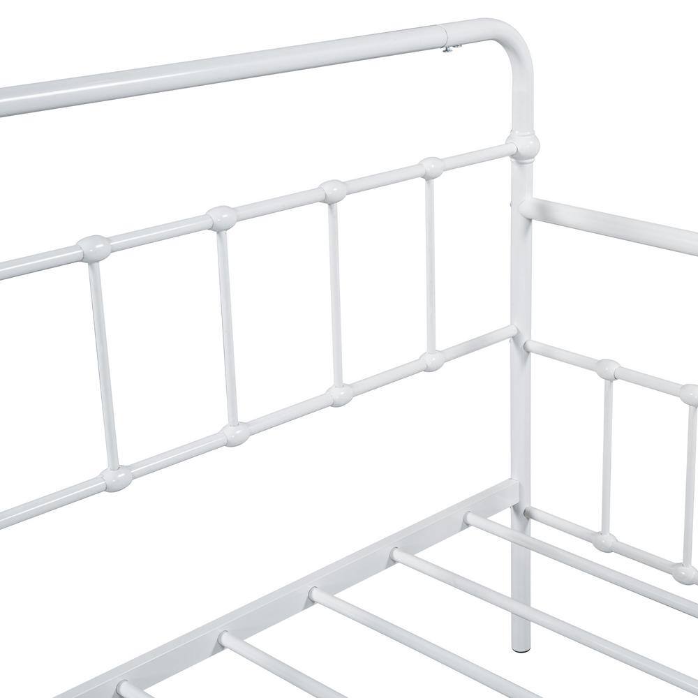 White Metal Twin Daybed with Trundle and Drawer