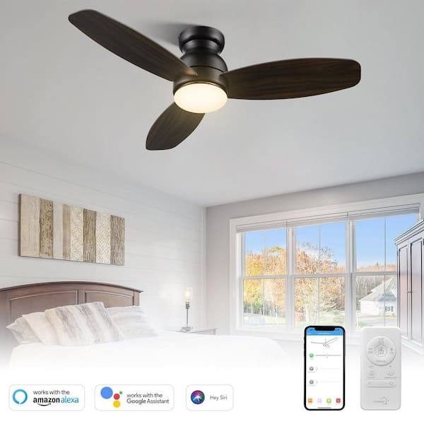 CARRO Trendsetter 48 in. Dimmable LED Indoor/Outdoor Black Smart Ceiling Fan with Light and Remote, Works w/Alexa/Google Home