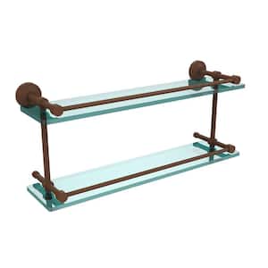 Waverly Place 22 in. L x 8 in. H x 5 in. W 2-Tier Clear Glass Bathroom Shelf with Gallery Rail in Antique Bronze