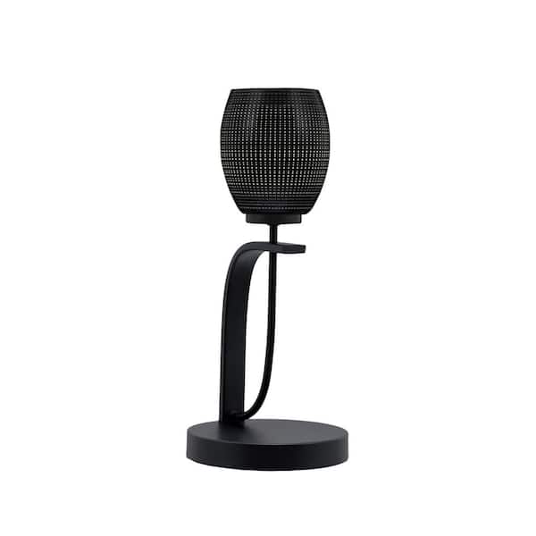 Unbranded Olympia 16.25 in. Matte Black Piano Desk Lamp with Black Matrix Glass Shade