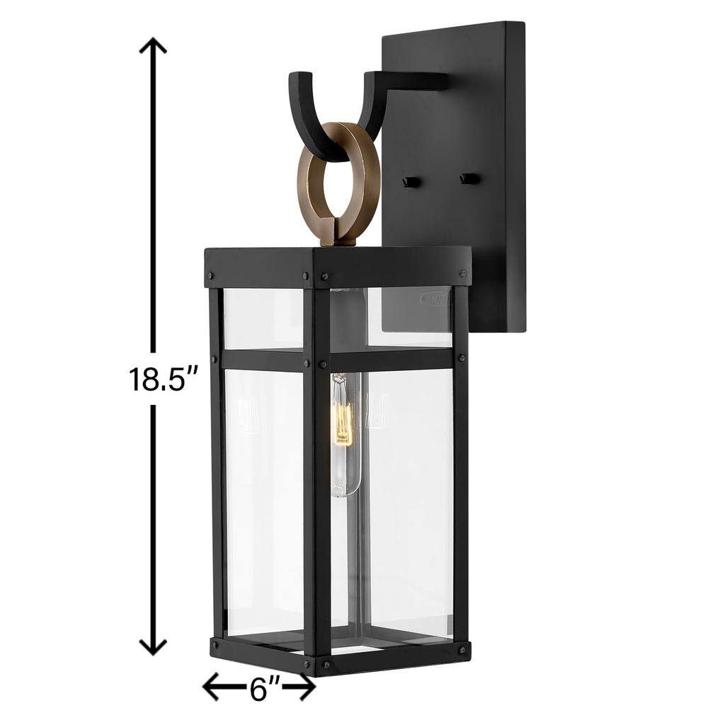 Black and Bronze Dimmable Outdoor Wall Sconce with Clear Glass