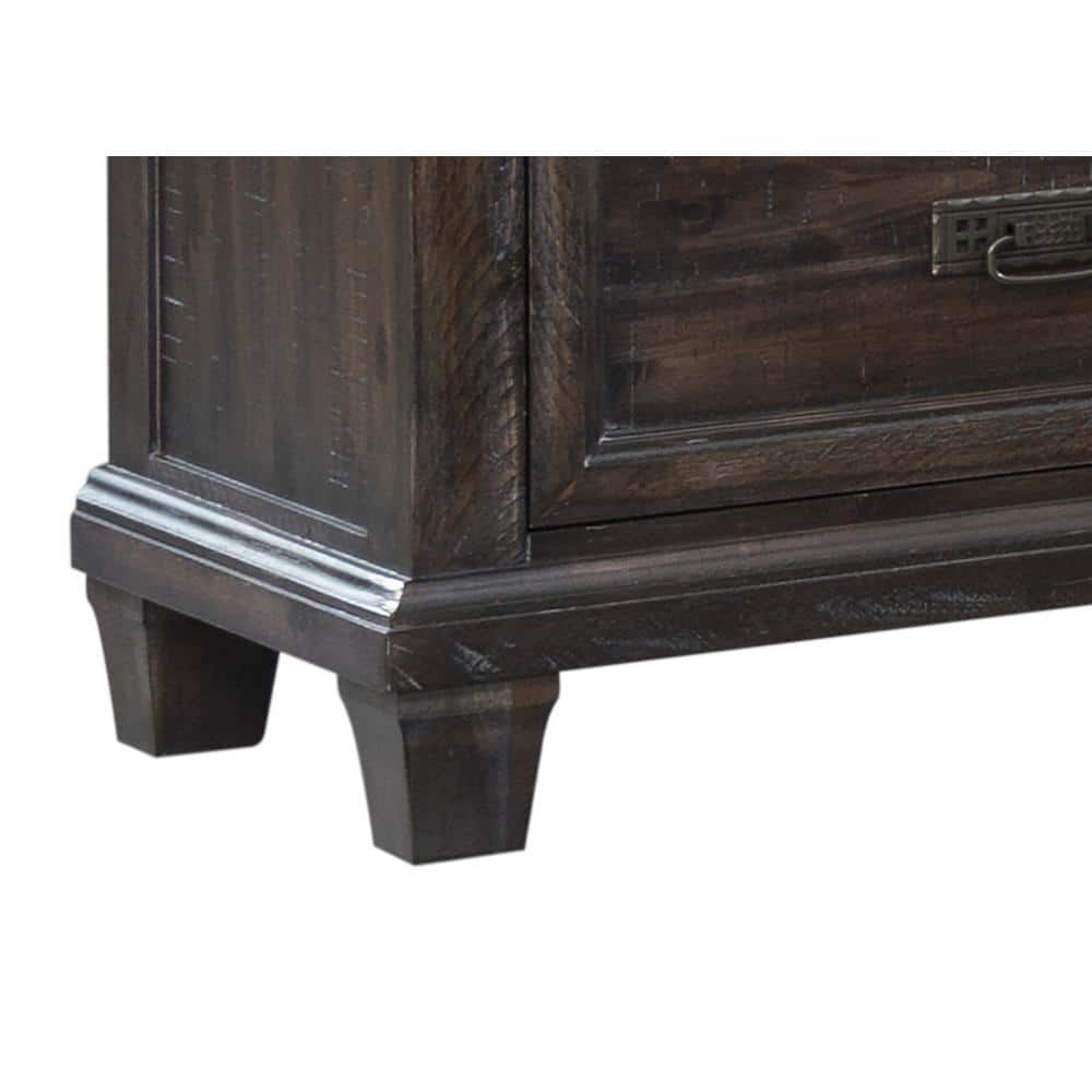 Steele Traditional 3-Drawer Nightstand in Smokey Gray Oak with LED Light
