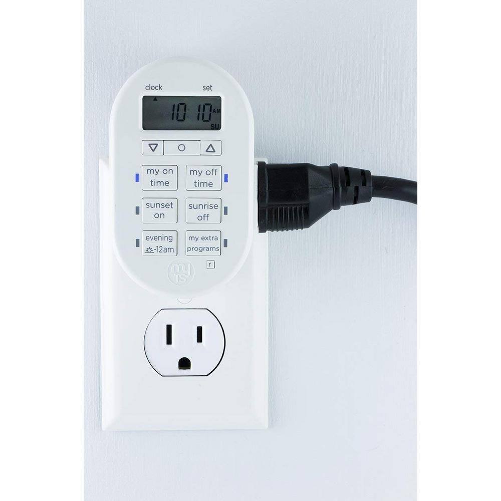 White Digital Indoor Plug-In Timer with LCD Display