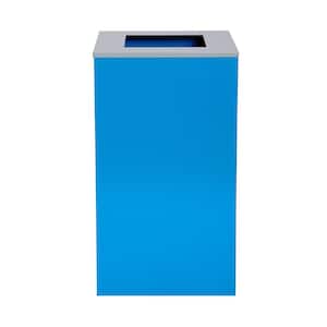 29 Gal. Blue Steel Open Top Commercial Recycling Bin Trash Can with Square Lid