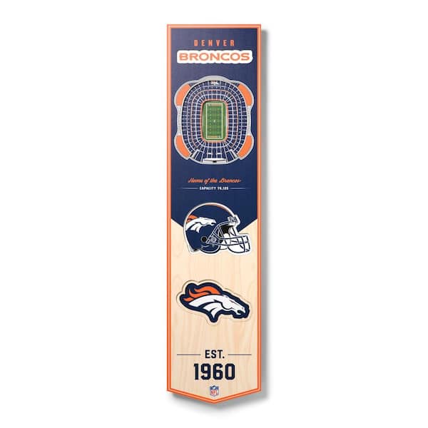 NFL Denver Broncos Wooden 8 x 32 3D Stadium Banner Decorative Sign -Mile High Stadium